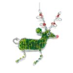 Reindeer: Beaded Wirework Reindeer Flat - Greens