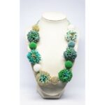 Fluffy Beaded Necklace - Green
