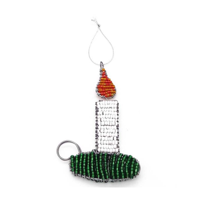 Candle: Beaded Wire Candle Christmas Decoration