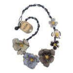 Necklaces Floral: Asymmetrical Flower Necklace - Grey