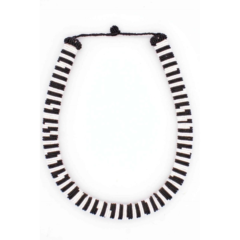 Necklaces Traditional: Thick Hard Tube Necklace Black & White