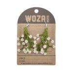 flower garden beaded earrings in green and white