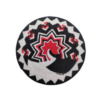 South African Telephone Wire Geometric Platter. Red, Black and White