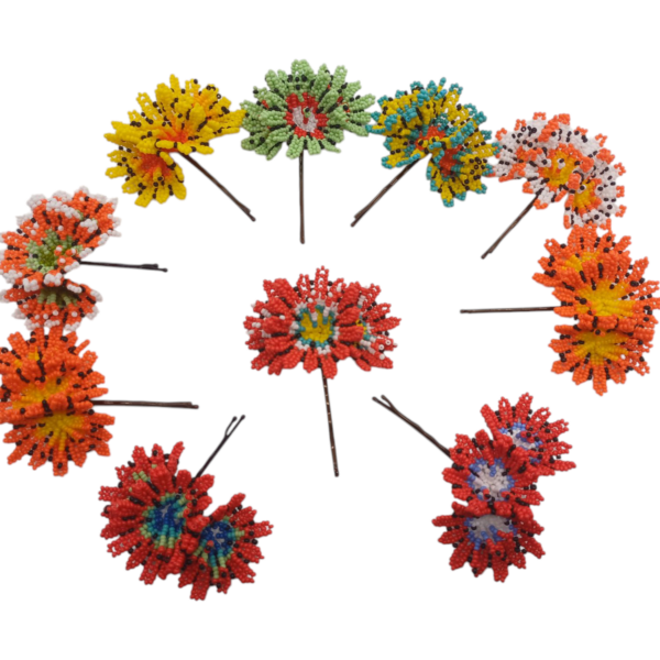 Phumi’s beaded triple flower hairclip H021 assorted colours Tripple Hairclips coming in different colors