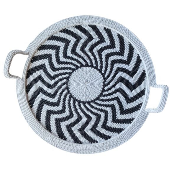 Black and White round Hardwire Tray