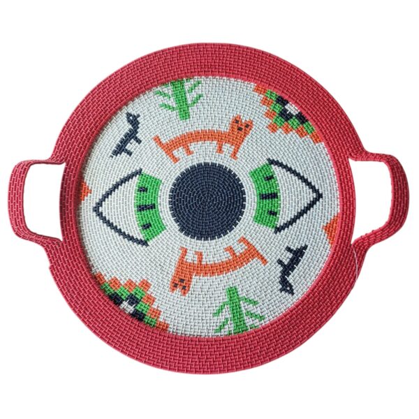 Red and Cream round hardwire tray