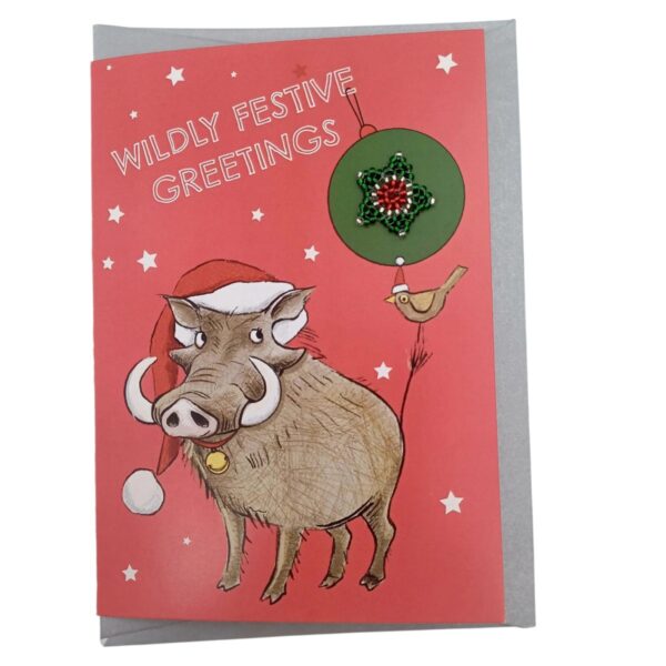 South African Christmas Card featuring a warthog.