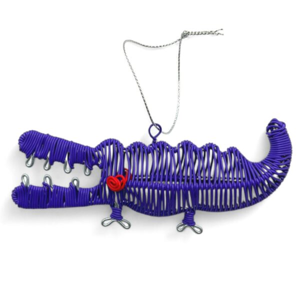 Crocodile hanging Christmas tree decoration.