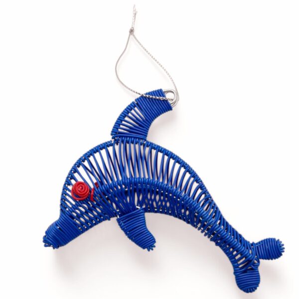 Scoobie wire dolphin hanging Christmas tree decoration.