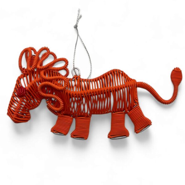 Red scoobie wire lion Christmas decoration.