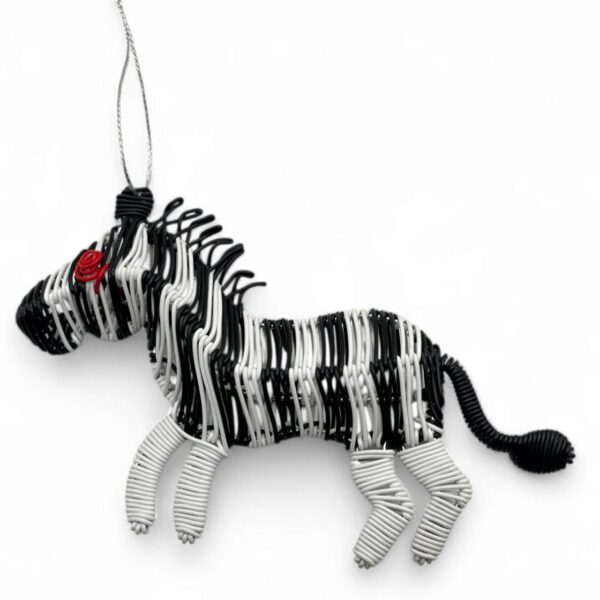 Black & white zebra South African Christmas decoration.