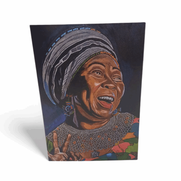 A print of Khulile Ngobese's painting of South African icon Gcina Mhlope.