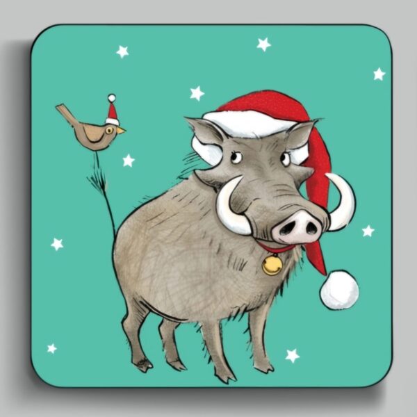 South African christmas coaster featuring a warthog.