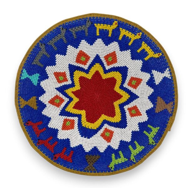 Hardwire coil-weave bowl with a royal blue background.