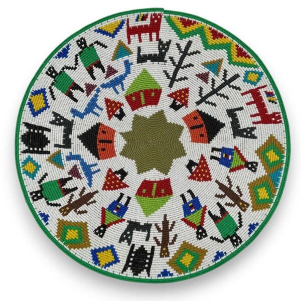 Stunning hardwire story bowl by Zandile Gasa depicting a rural scene.