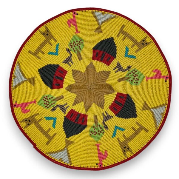 Yellow hardwire bowl by Ziphi Mthimkhulu