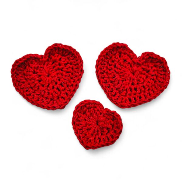Red crochet hearts perfect for valentines day.