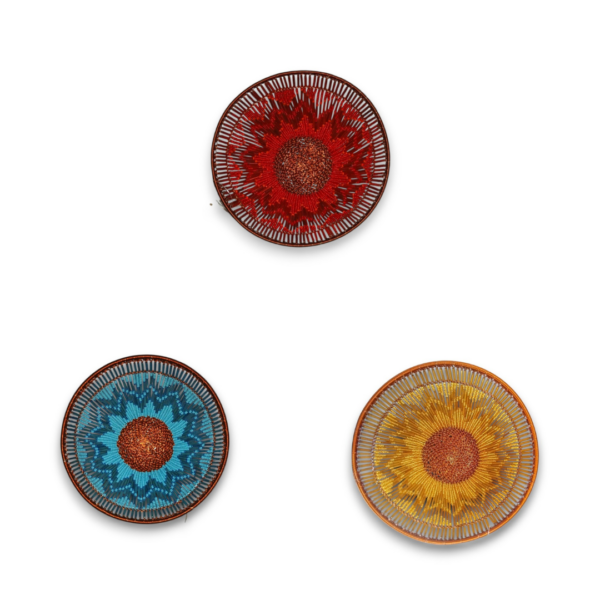 Red, Blue Yellow small bowls small copper wire bowls