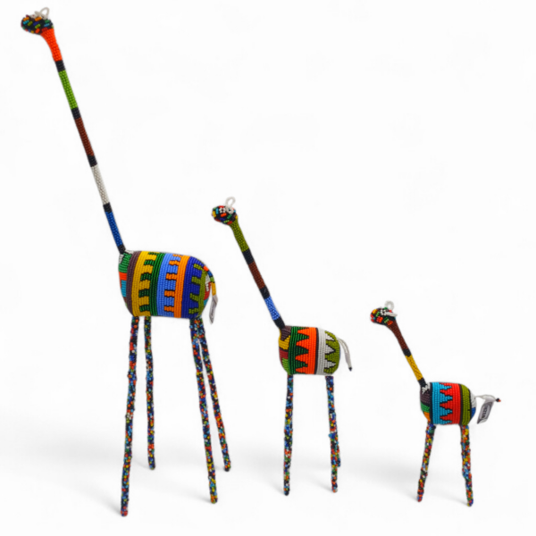 A008-1 Giraffe family, Soft beaded sculptures, Small, meduim and Large.