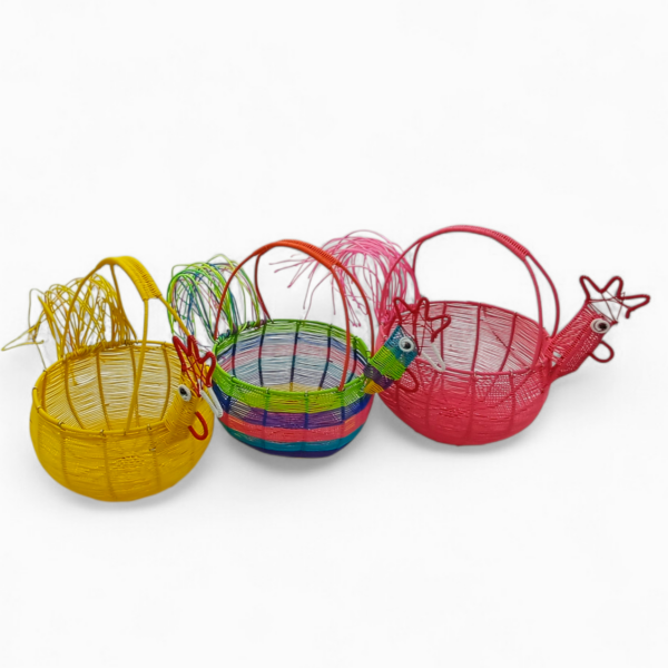 A223Bright Chicken egg baskets,scoobie wire, small, yellow pink and multicolour Bright-Chicken-egg-baskets