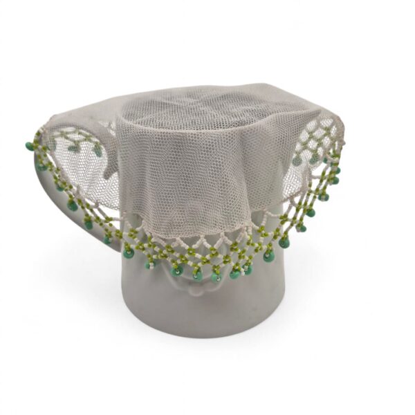 D008-4-white-with-green-19cm-on-jug Pretty jug and bowl covers with green edges