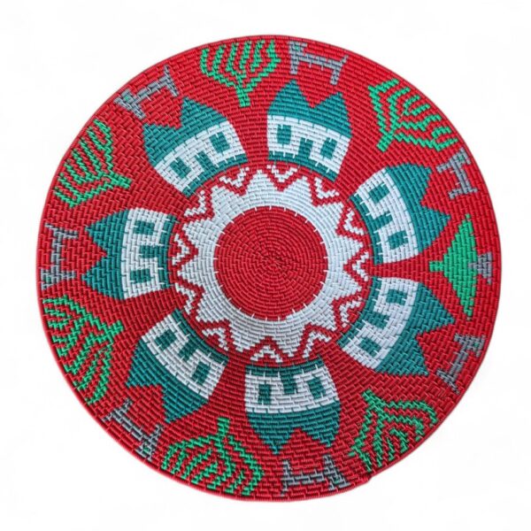 Red hardwire bowl woven by Siphokazi Mlambo