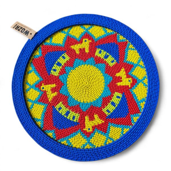 Flat Zulu hardwire platter in a pictorial design.