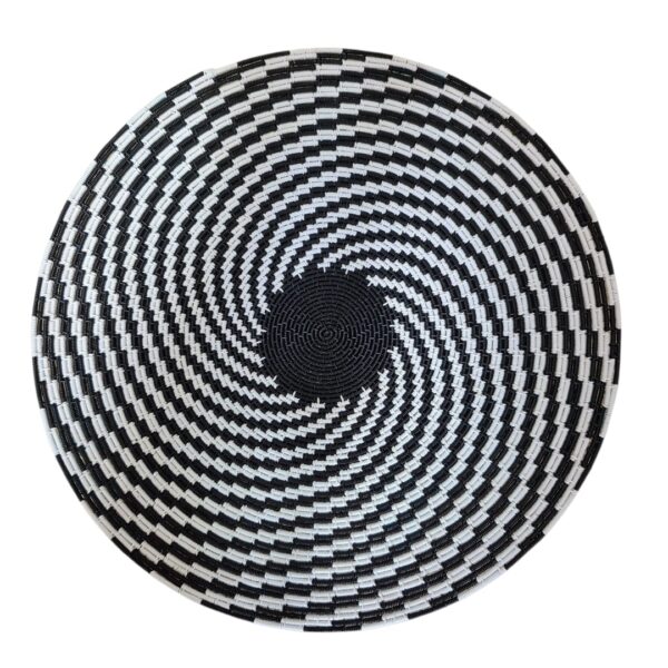 Black and white hardwire bowl perfect for home decor.