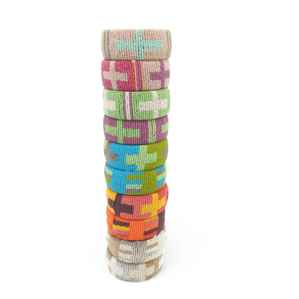 B011 Assorted colours hard beaded bangle, seed beads 35grams 25x7x3cm
