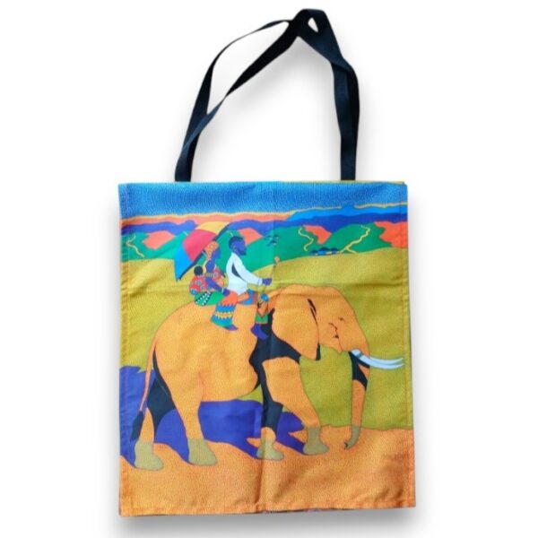 Sibusiso-Duma-Family-on-an-elephant-ride.-Printed-shopping-bag
