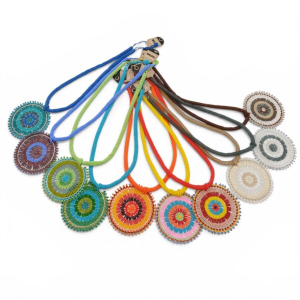 N-AAC13 African pendant glass bead necklace 37cm x 9cmx 1cm 38 grams colour range