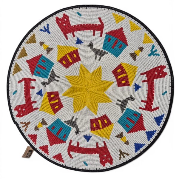 Zulu story bowl featuring a homestead theme.