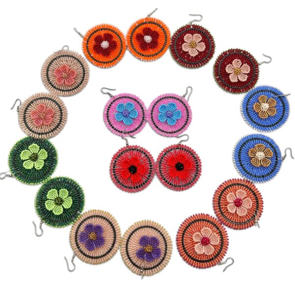 E269 Spanish Lady earrings assorted colours Spanish-Lady-floral-beaded earrings-assorted-colours