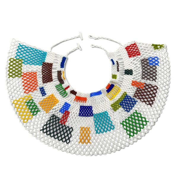 JLPN3 N030-1 Julio Le Parc inspired lace collar necklace size 11 seed beads Zulu beadwork 50 grams 130cm 13 c m x 36cm x ,5 Julio-Le-Parc-inspired-lace-collar-necklace
