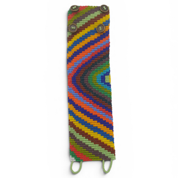 Julio-Le-Parc-JLP1-inspired-bangle-19cm-x5cm-handbeaded-Zulu-beadowork-with-metal-buttons
