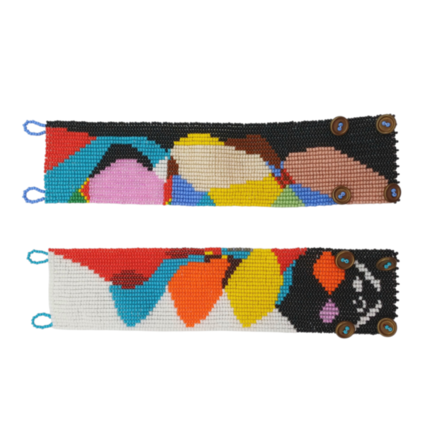 Julio-Le-Parc-inspired-bangle-19cm-x5cm-handbeaded-Zulu-beadowork-with-metal-buttons